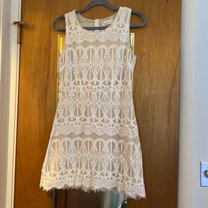 White & Cream Lace Dress - Small